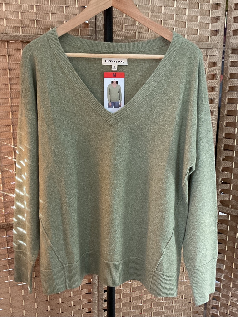 Lucky Brand Sage Green V-Neck Women's Sweater